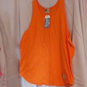 Mens tank top, 100% cotton, orange XXL Russell Ath